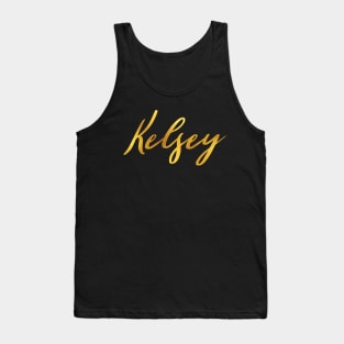 Kelsey Name Hand Lettering in Faux Gold Letters Tank Top